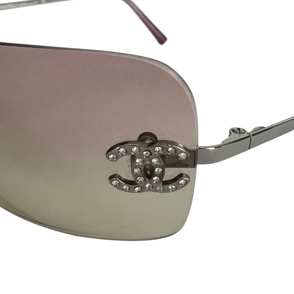 Chanel CC Rhinestone Logo Rimless Sunglasses - Picture 4 of 11